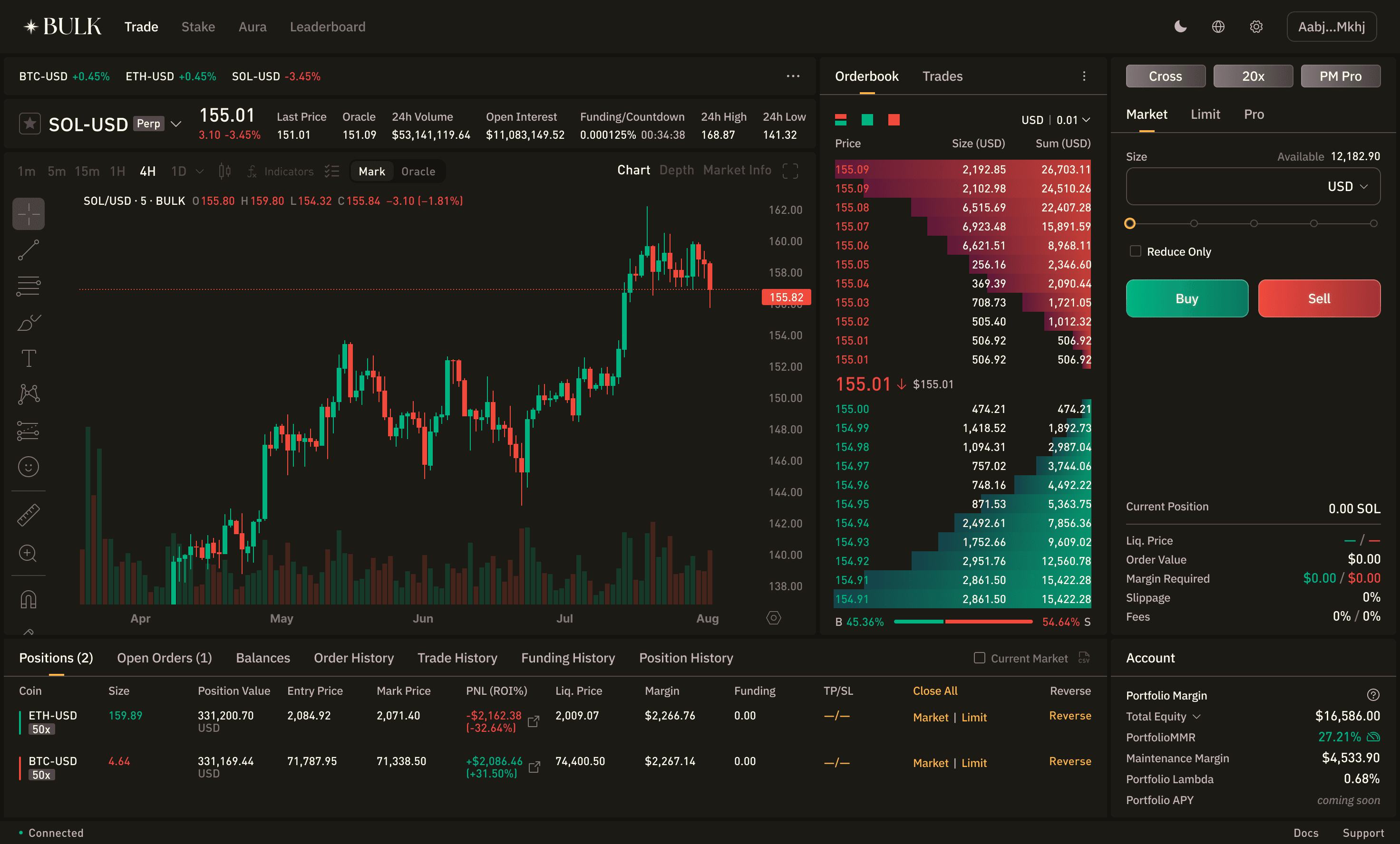 BULK testnet trading interface